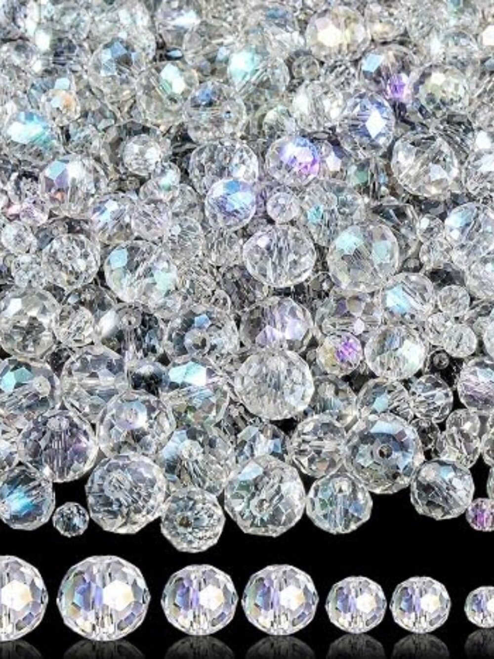 1000Pcs Glass Beads for Jewelry Making, 4/6/8/10mm Bracelet Making Kit | Faceted